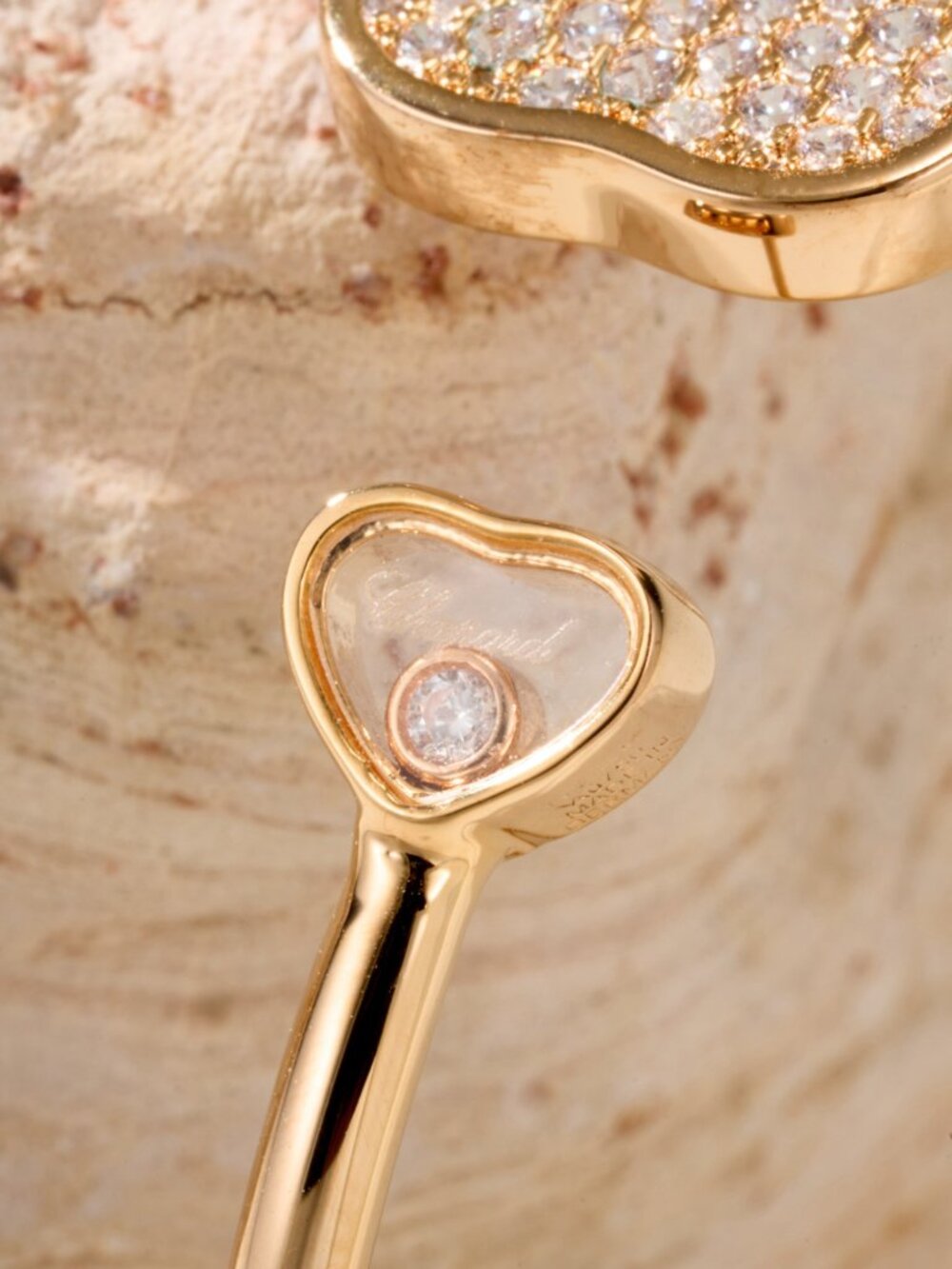 Chopard Happy Diamonds 18k Rose Gold Double Heart Open Bangle - Picture 8 of 8